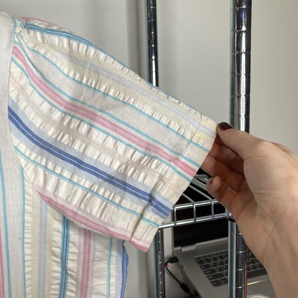 Vintage Kmart‎ Pink Women's Striped Seersucker Short Kaftan Size 1X Loungewear - Picture 11 of 14